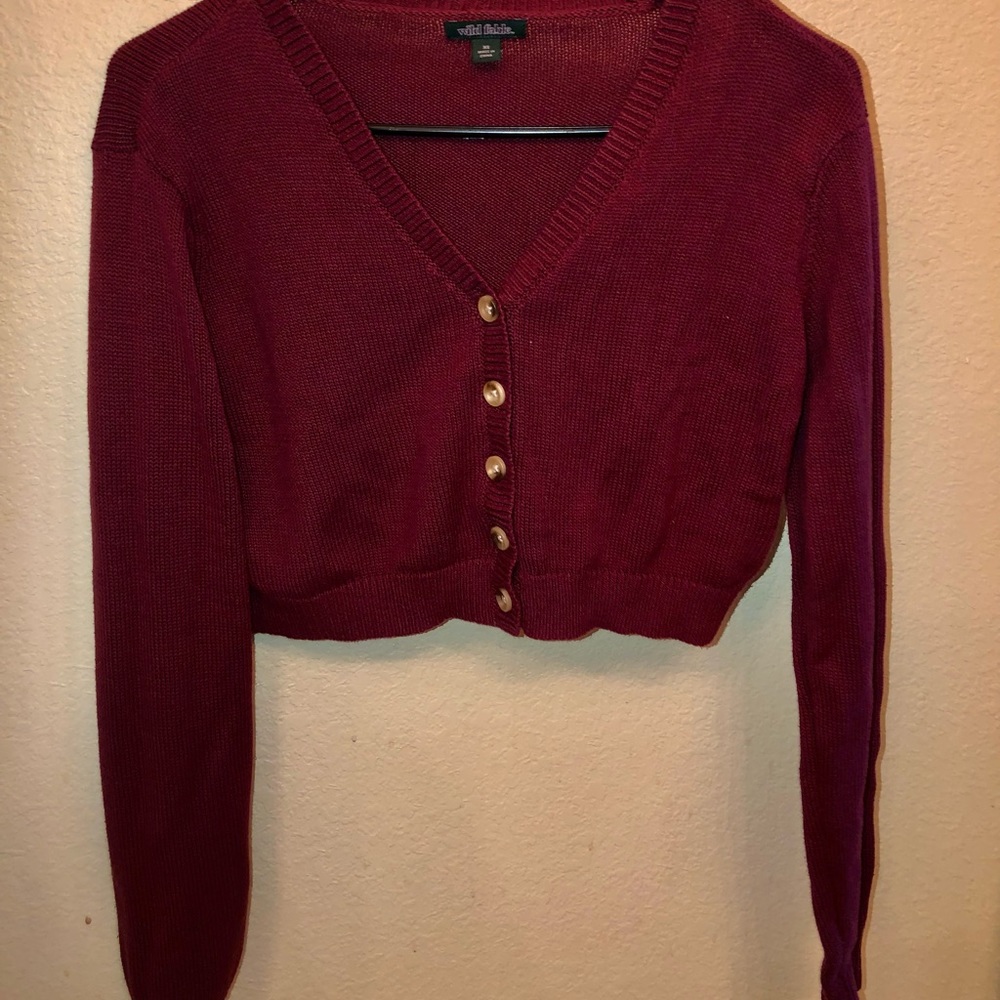 maroon cardigan